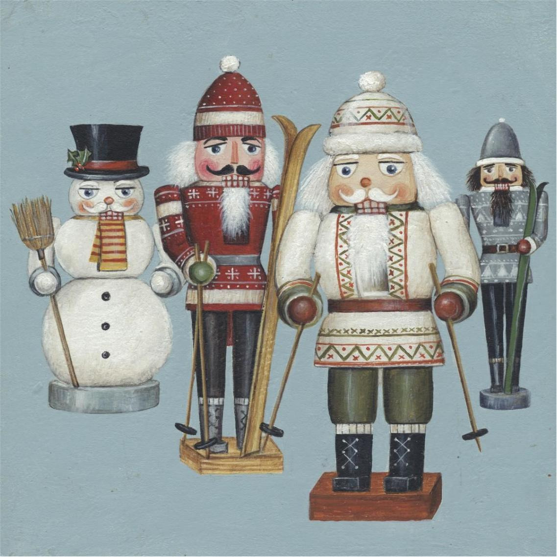 Skier Nutcrackers -Paper Art-38&quotx38"