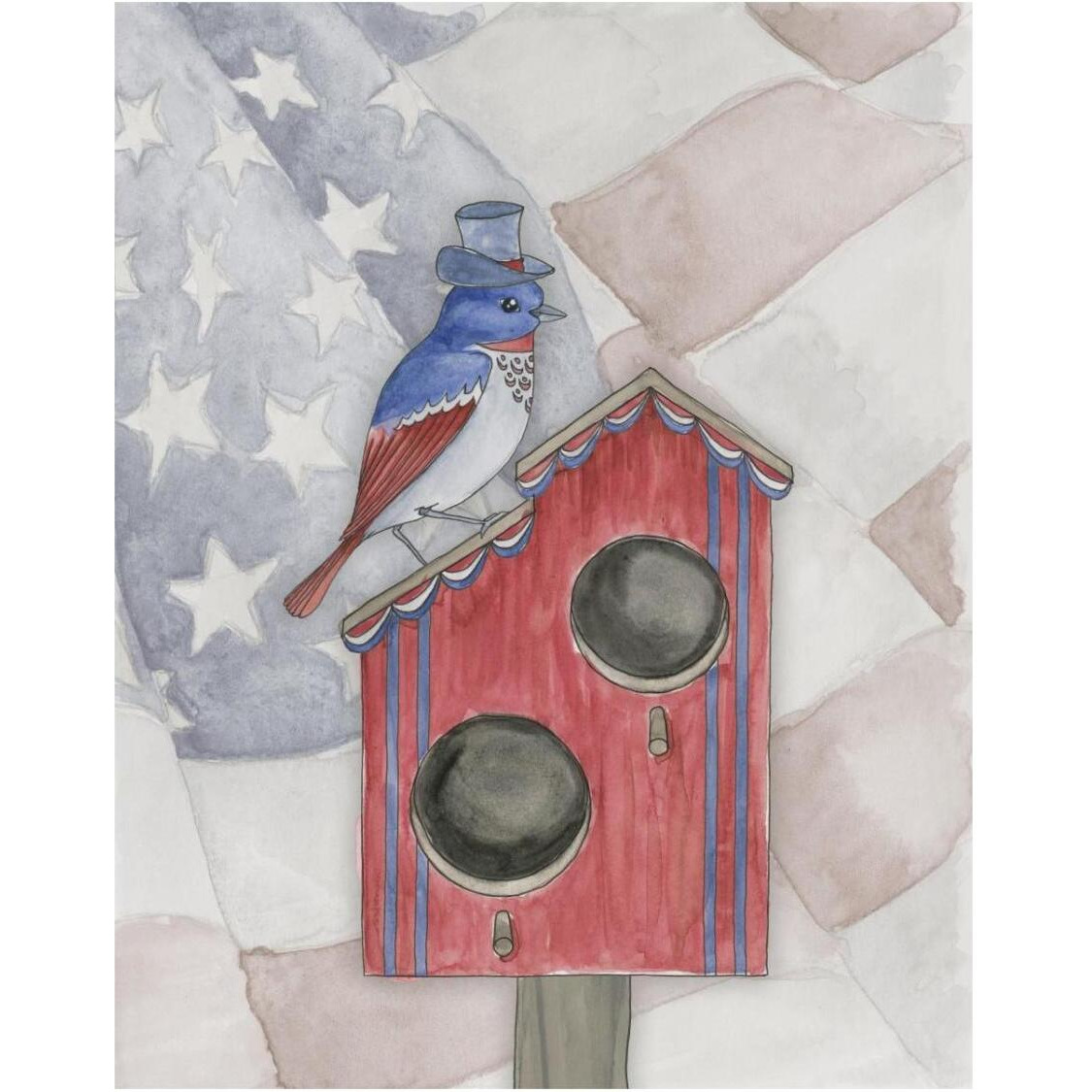 Americana Birdhouse II -Paper Art-24&quotx30"