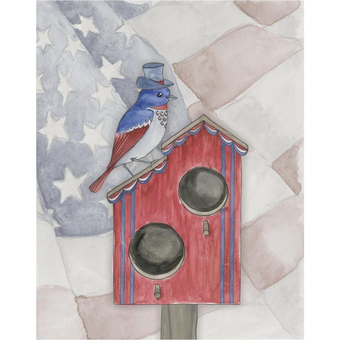 Americana Birdhouse II -Paper Art-30&quotx37"