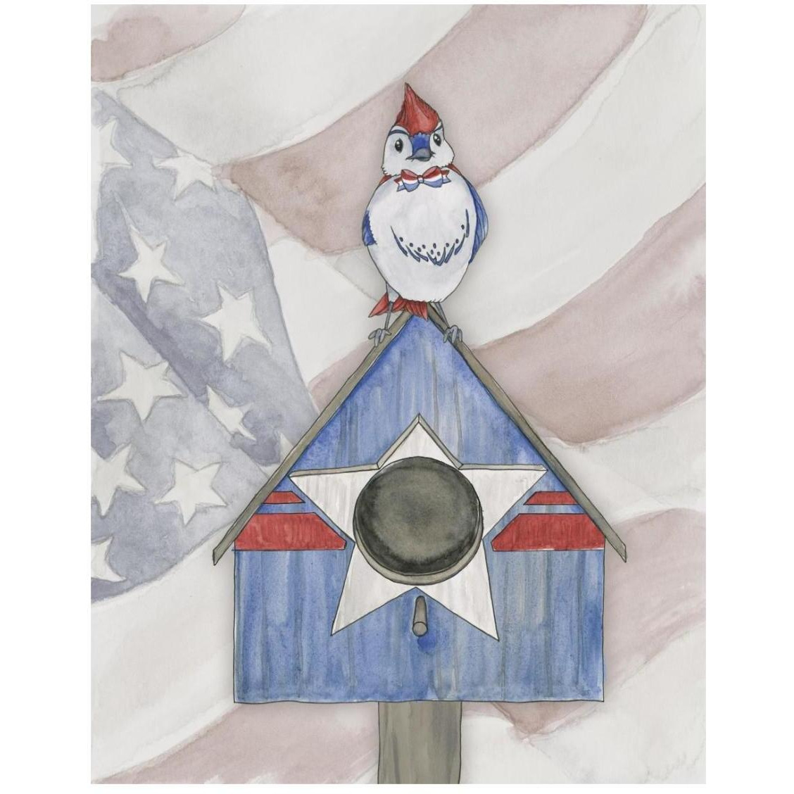 Americana Birdhouse IV -Paper Art-22&quotx26"