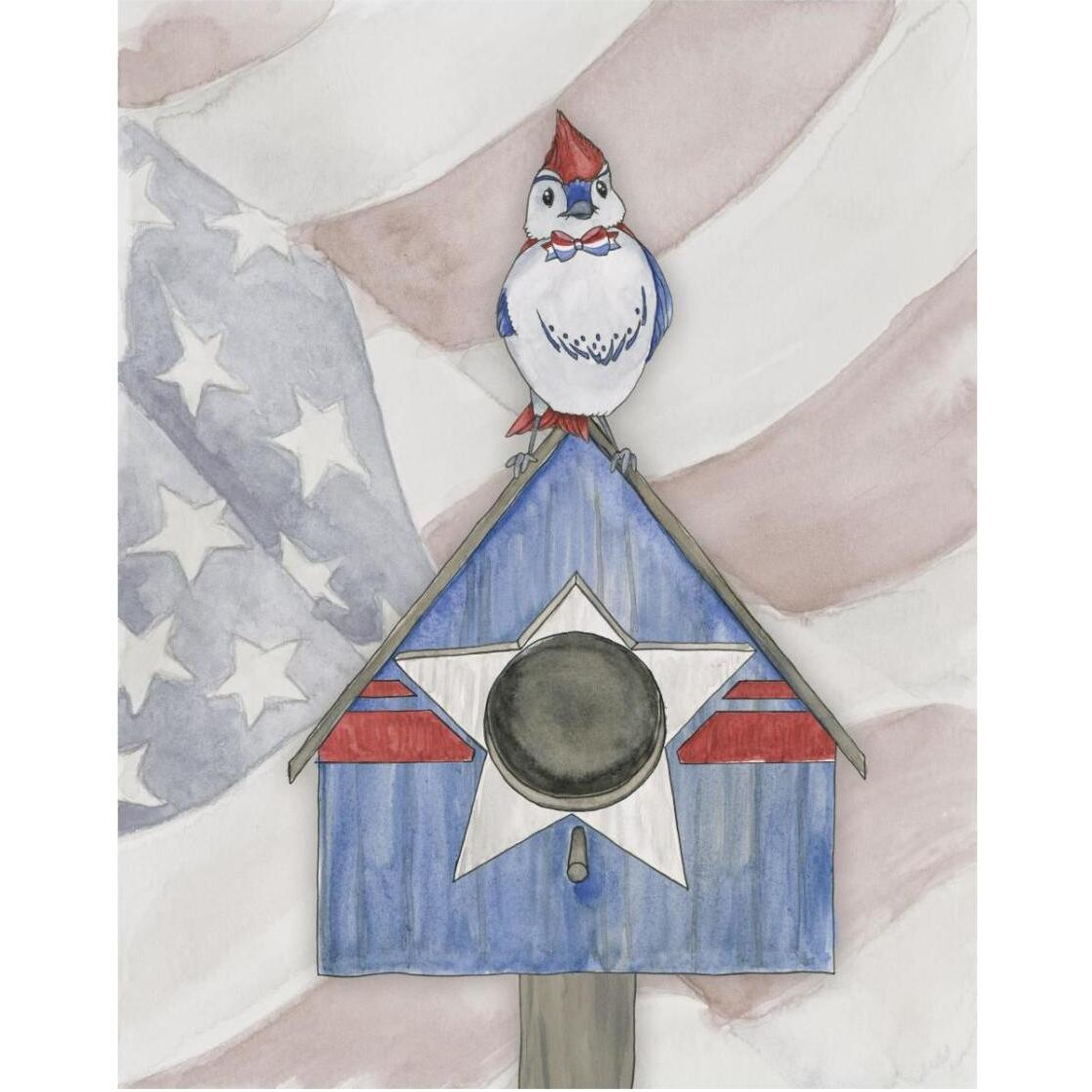 Americana Birdhouse IV -Paper Art-24&quotx30"