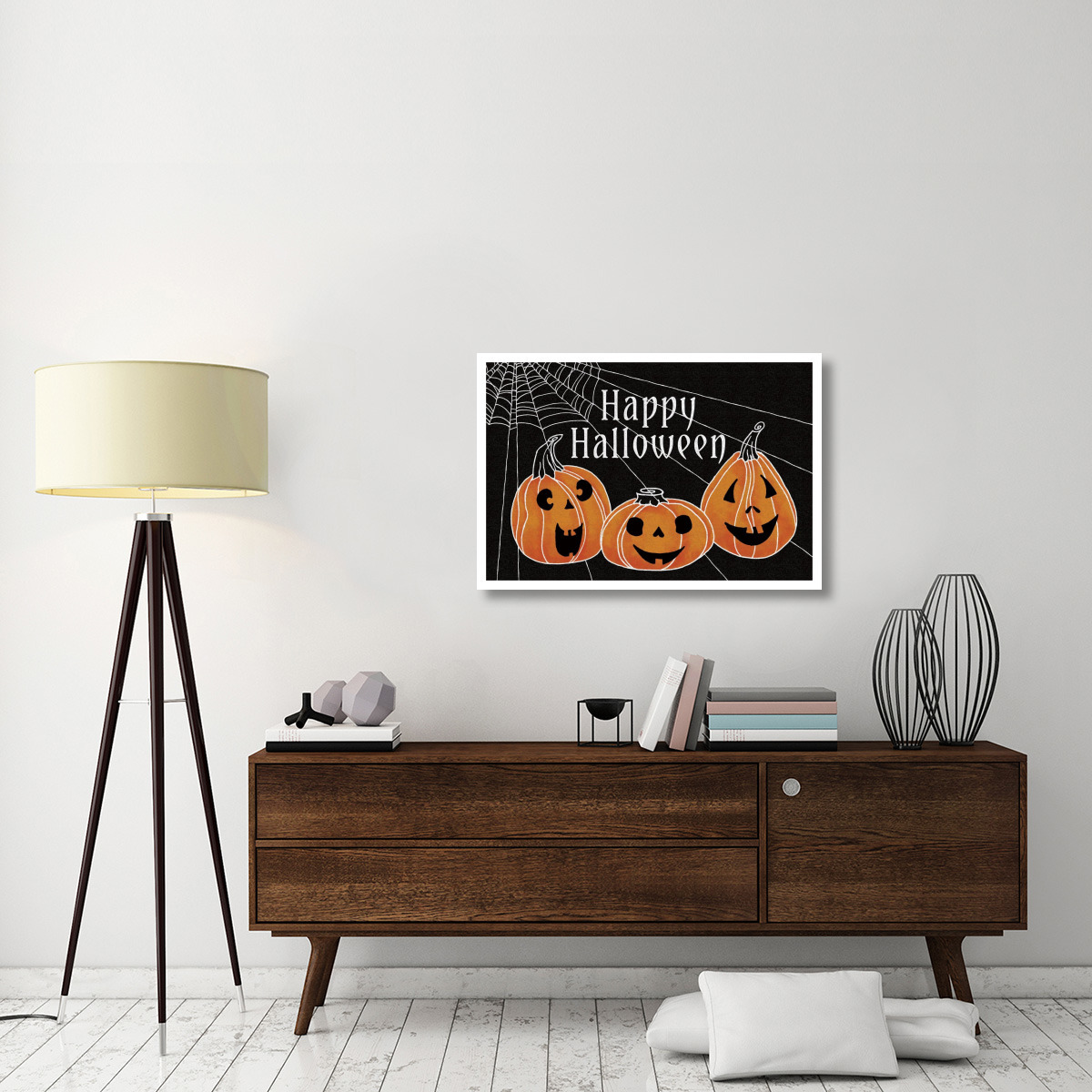 Spooky Jack O Lanterns Three Pumpkins -Paper Art-38&quotx26"