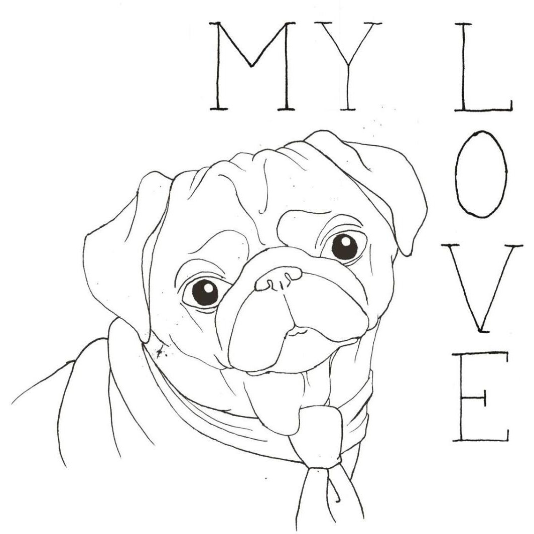 Puppy Love Pug -Paper Art-32&quotx32"