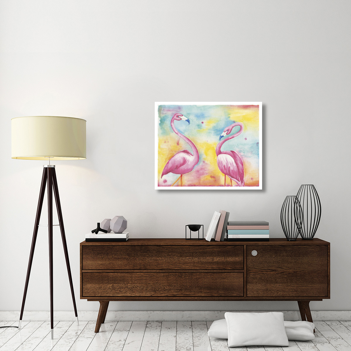 Bright Flamingos II -Paper Art-37&quotx30"