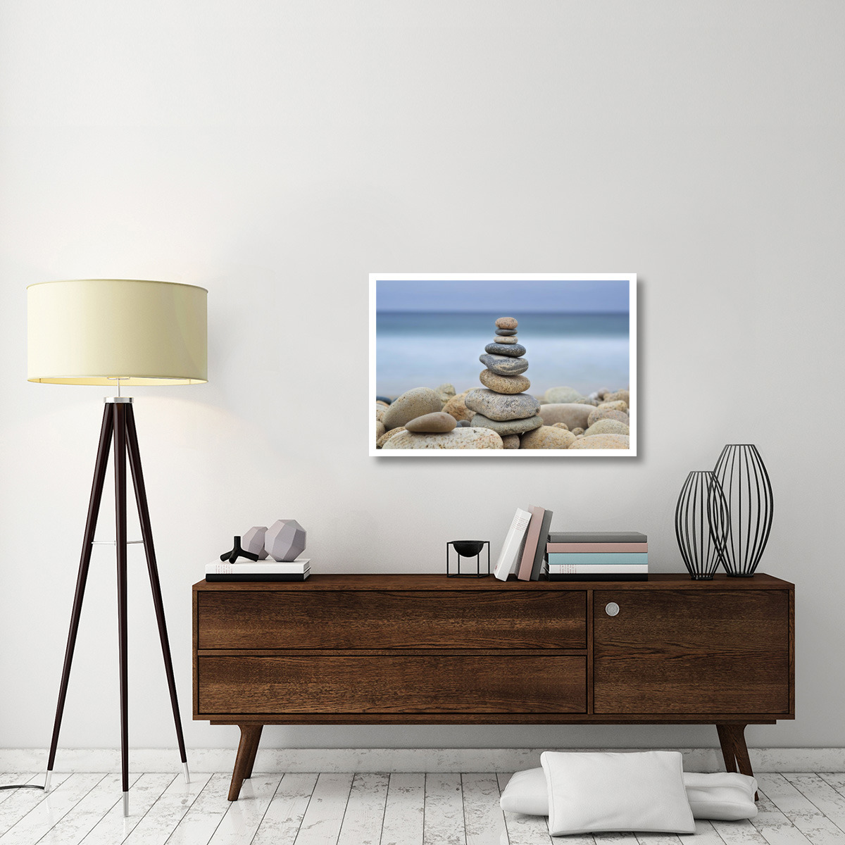 Stonewall Beach Cairn -Paper Art-38&quotx26"