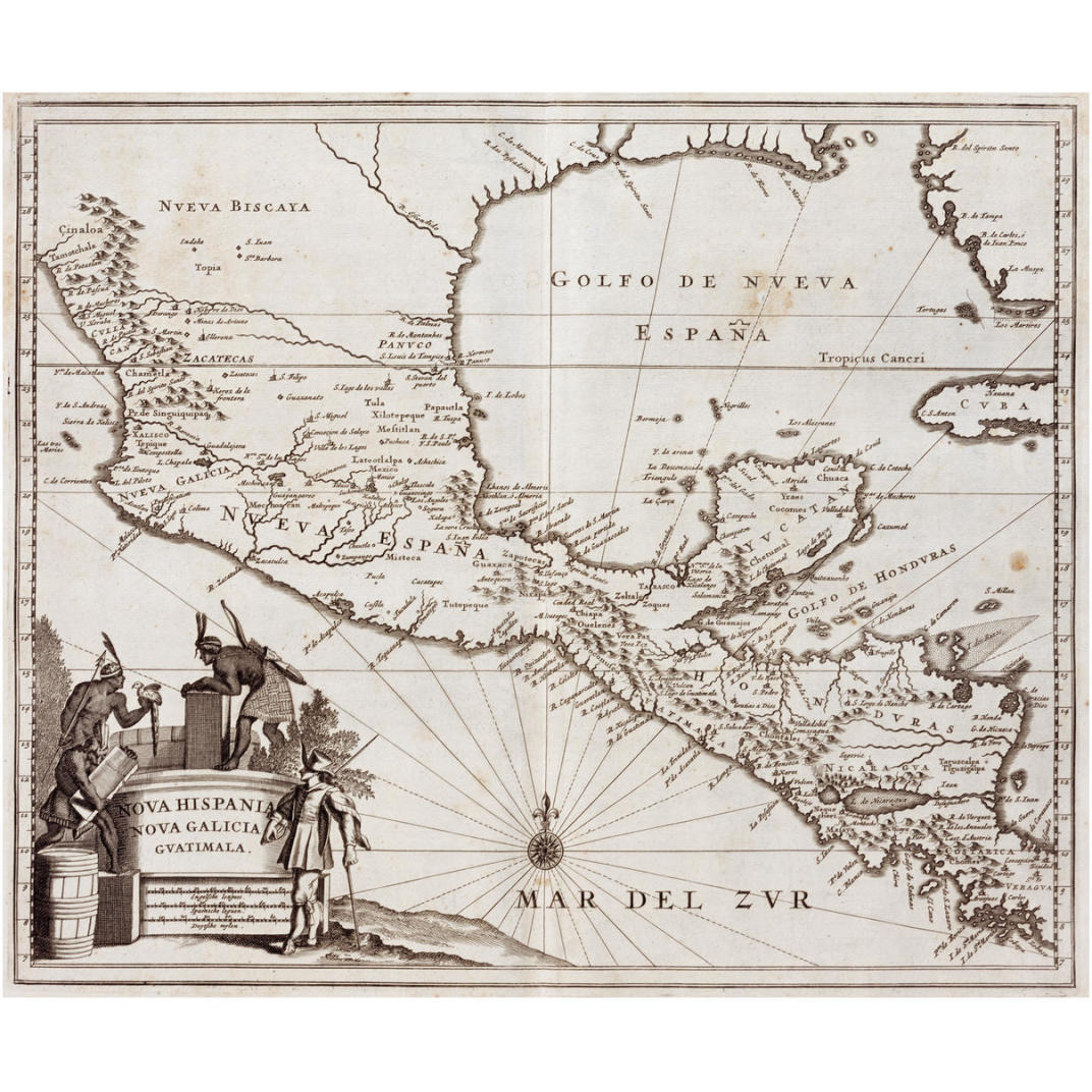 Nova Hispania/Central America, 1671 -Paper Art-18&quotx15.28"