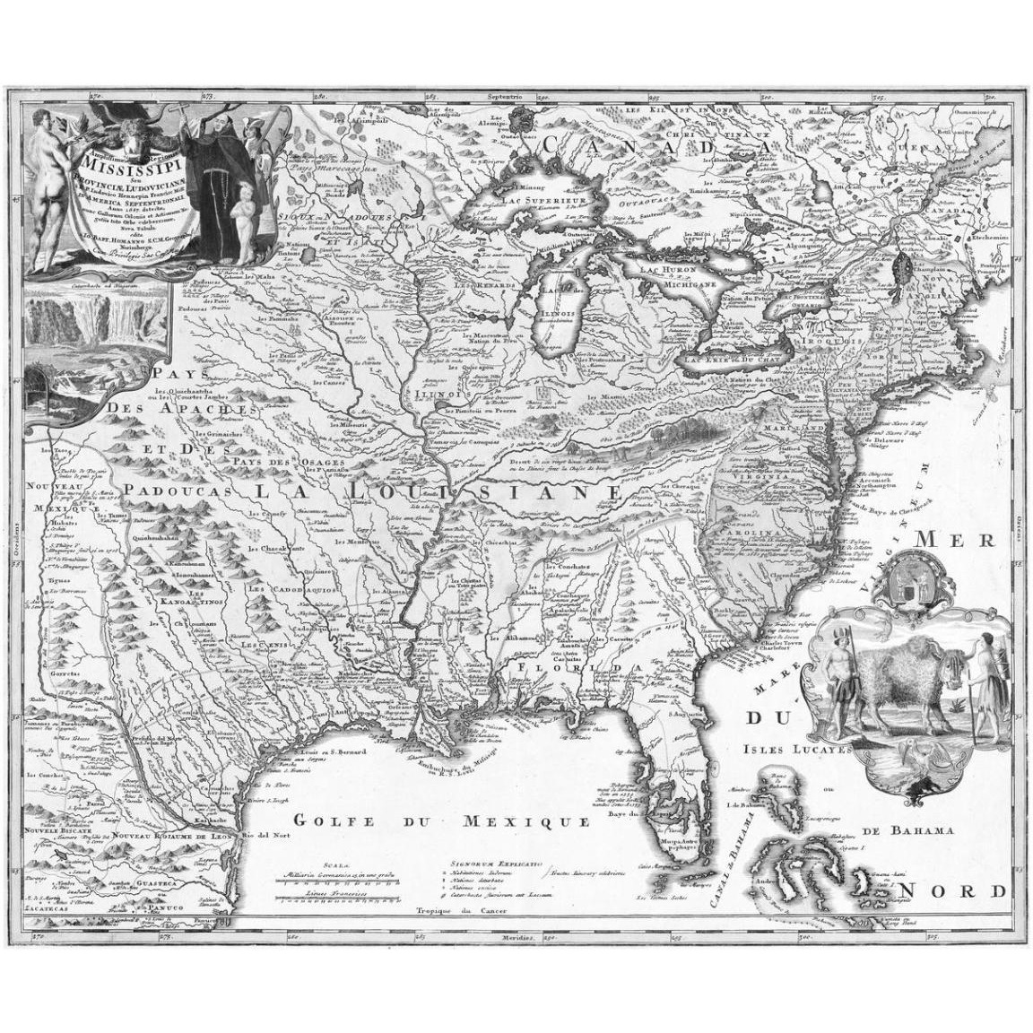 The American Buffalo Map, 1718 -Paper Art-46&quotx38.96"