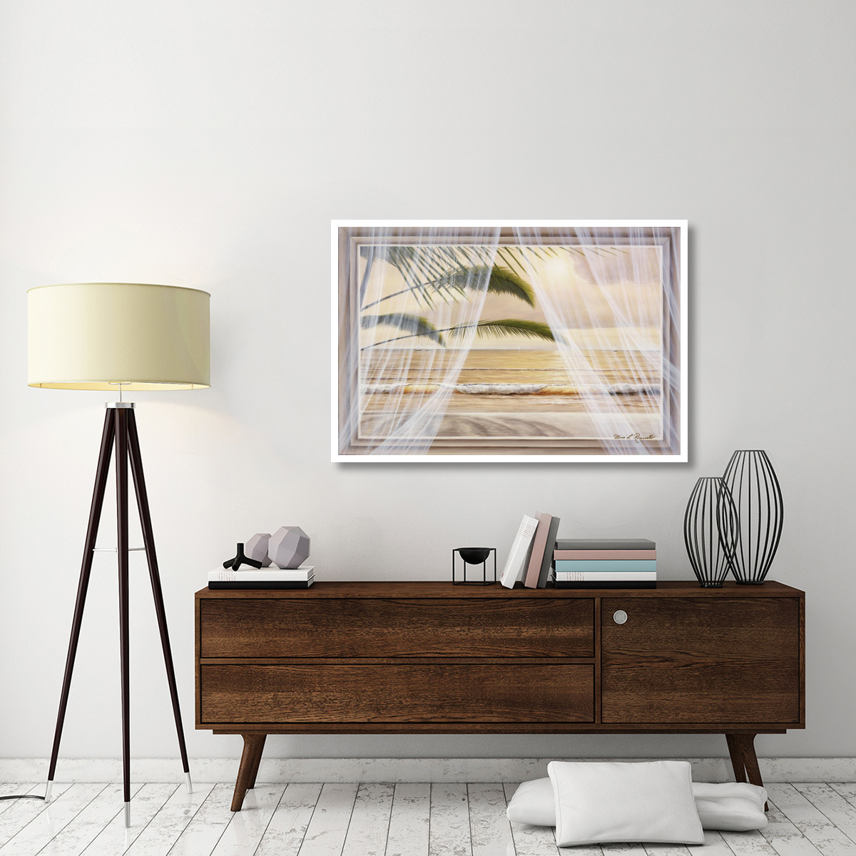 Surf & Palm View -Paper Art-50&quotx34"