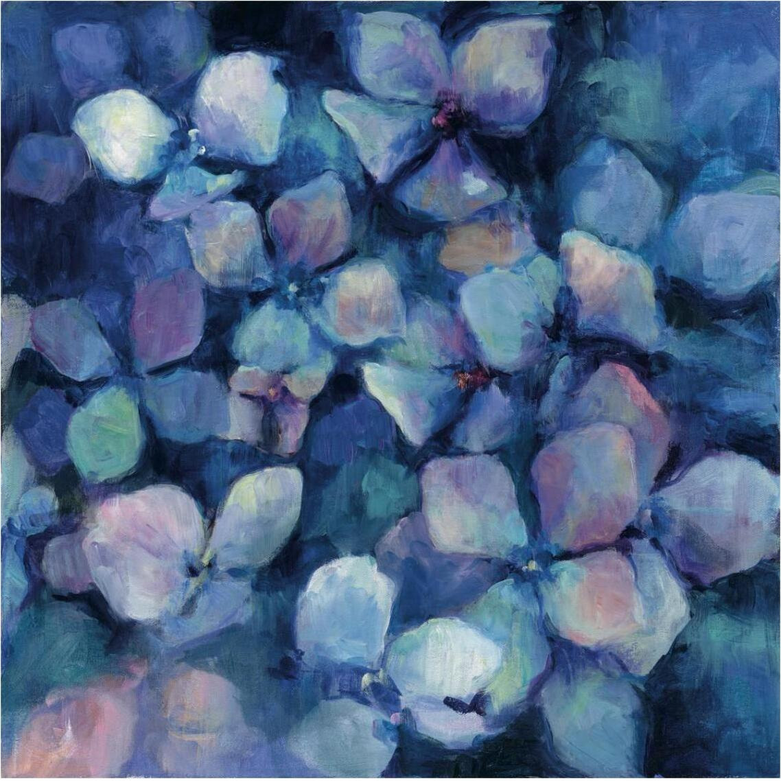 Midnight Blue Hydrangeas -Paper Art-38&quotx38"