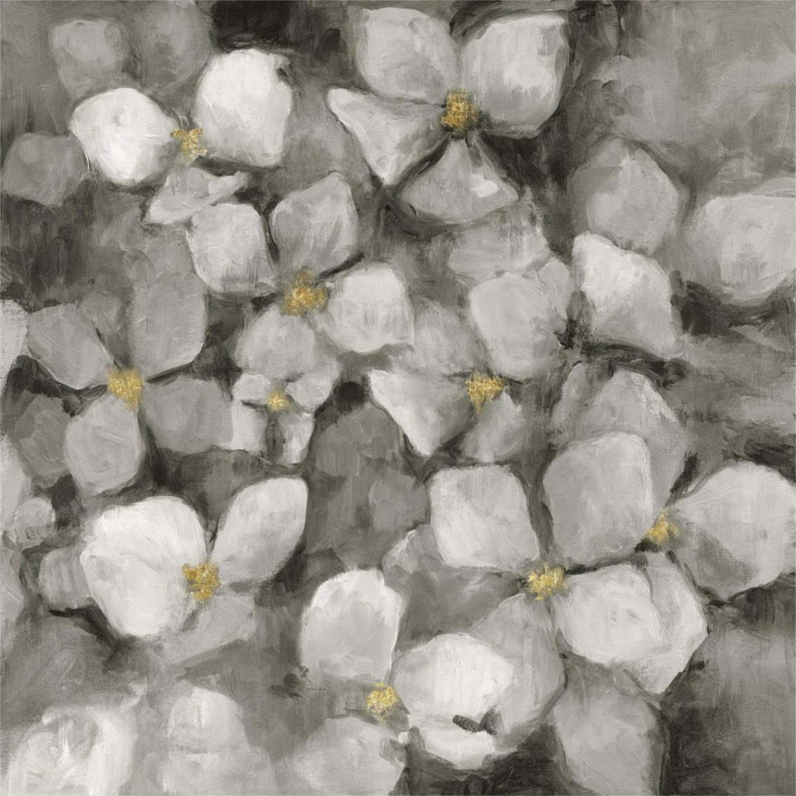 Midnight Neutral Hydrangeas with Gold Crop -Paper Art-38&quotx38"