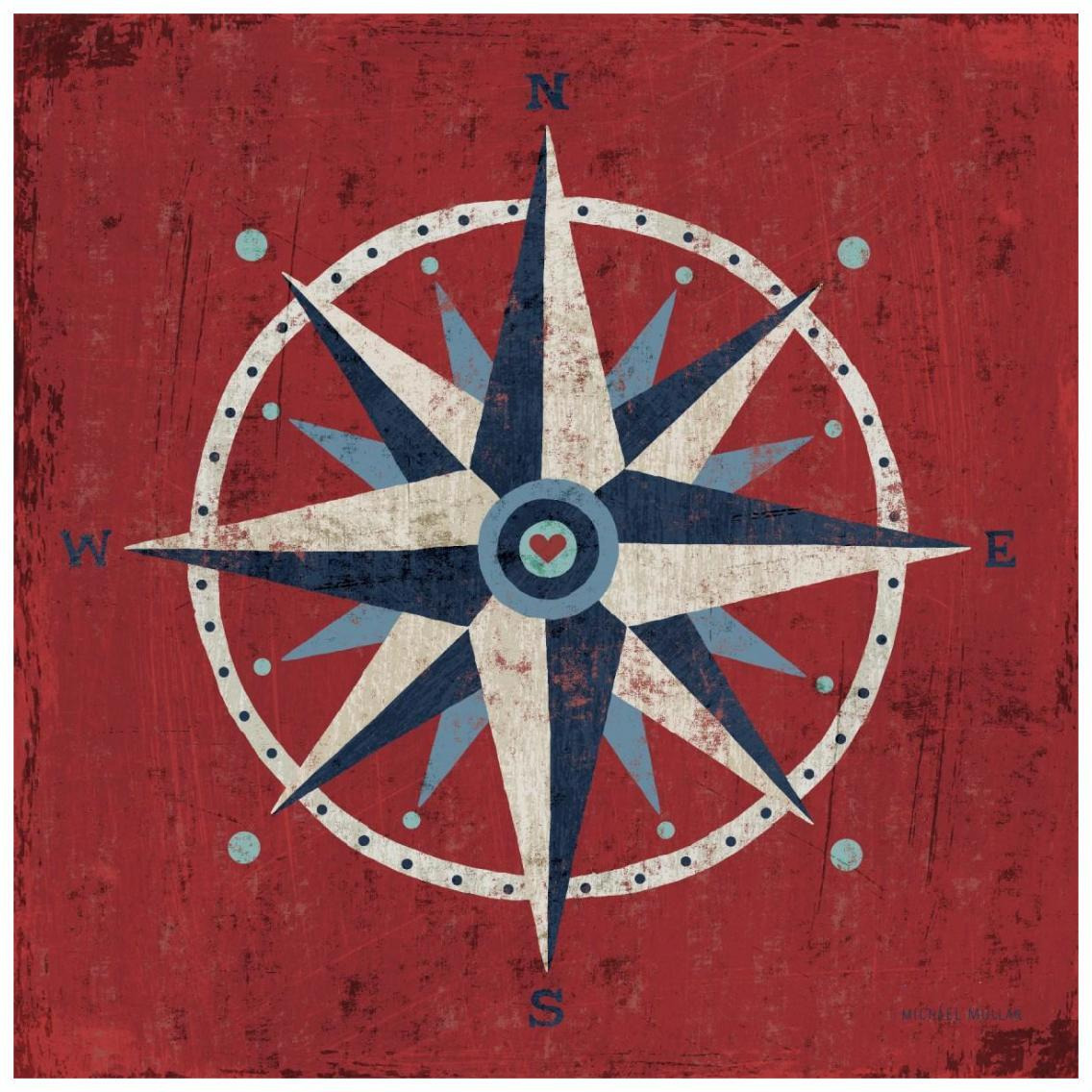 Nautical Love Compass -Paper Art-26&quotx26"