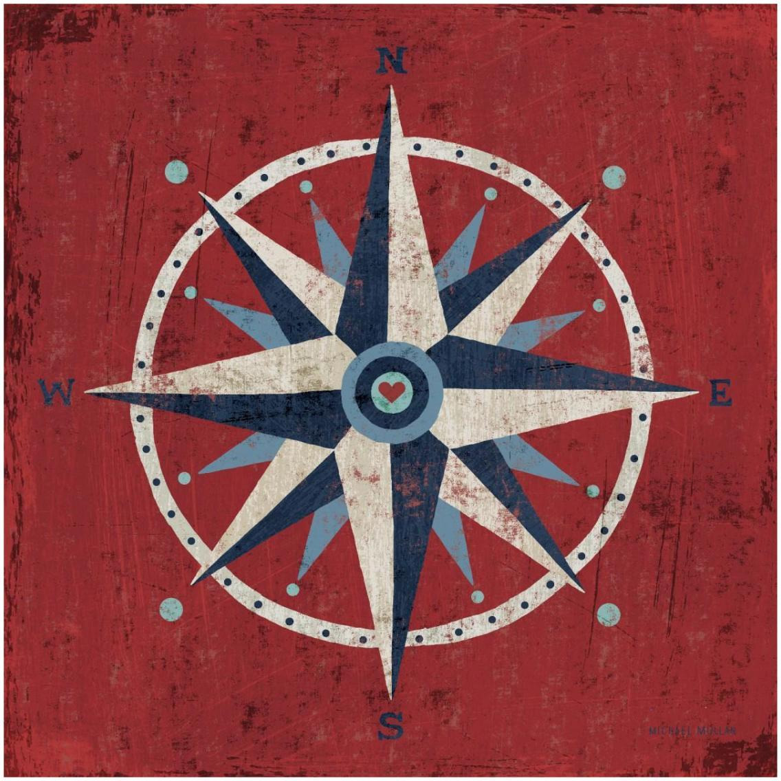 Nautical Love Compass -Paper Art-32&quotx32"