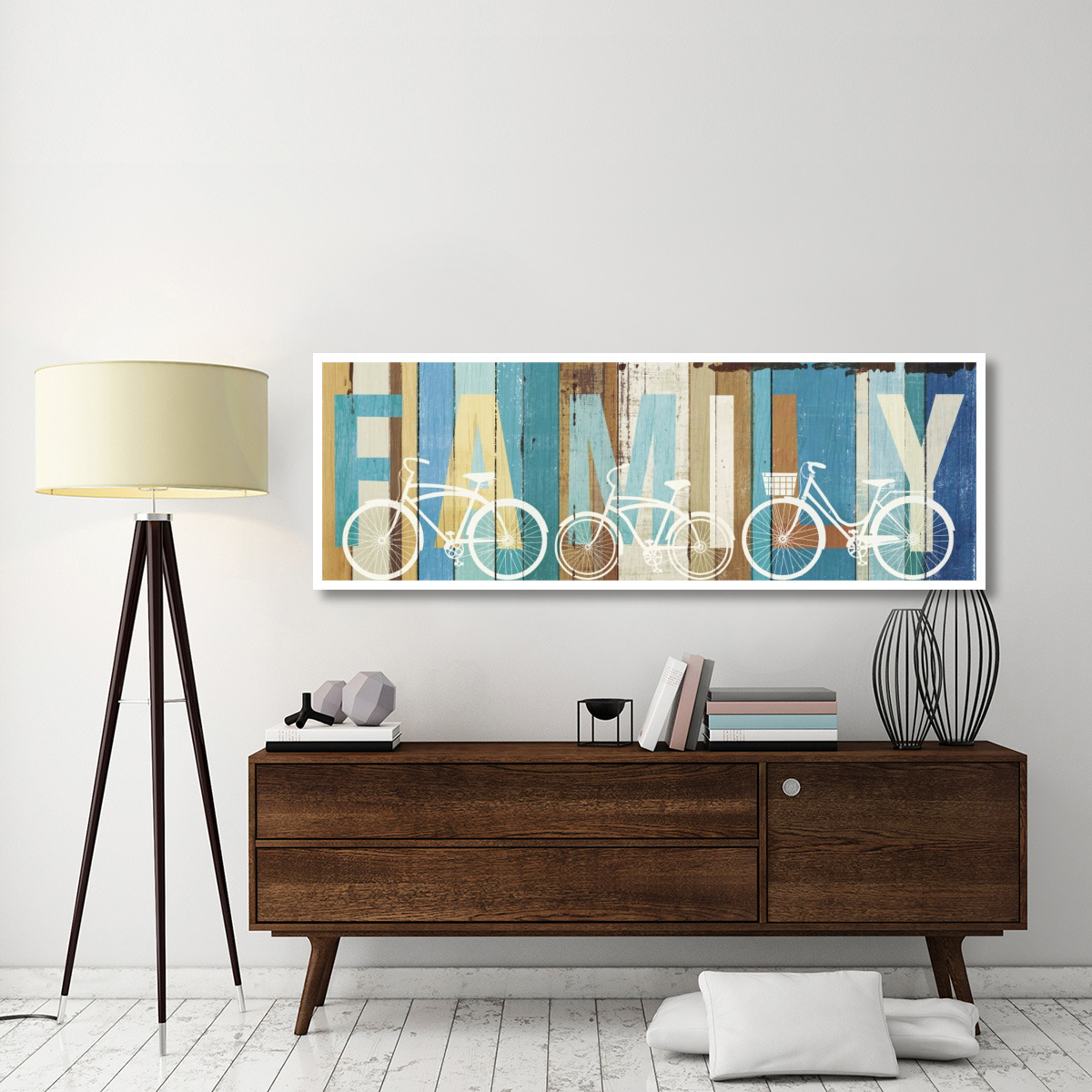 Beachscape Bicycle Family -Paper Art-74&quotx26"