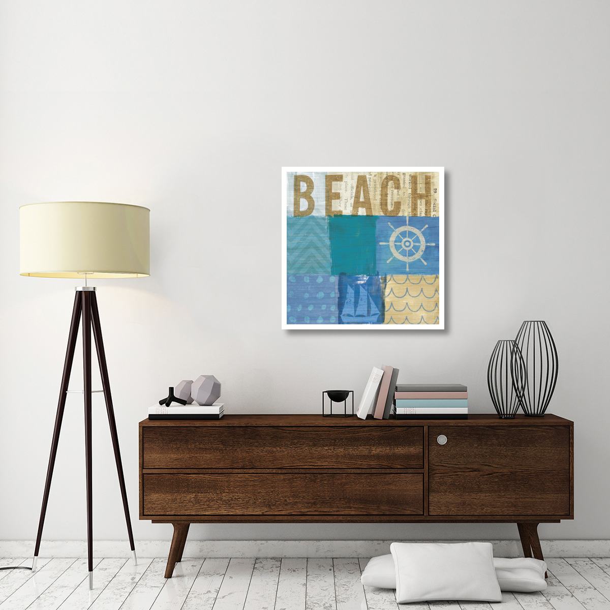 Beachscape Collage IV -Paper Art-32&quotx32"