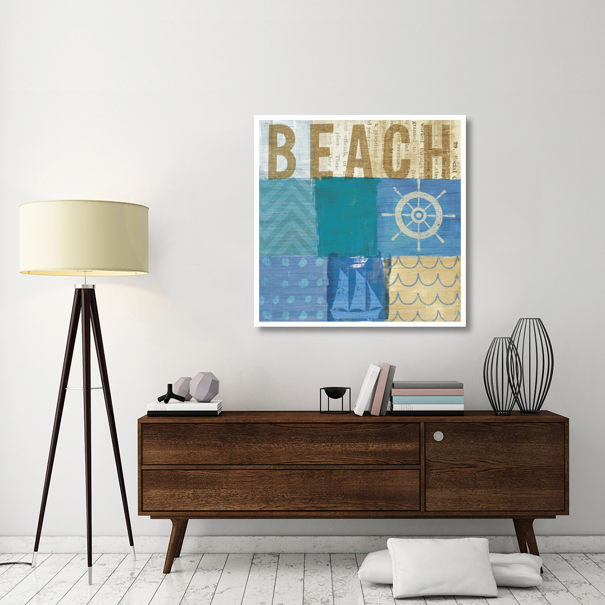 Beachscape Collage IV -Paper Art-42&quotx42"