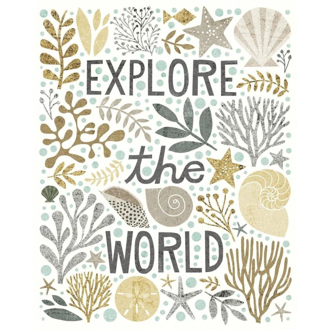 Under Sea Treasures I Gold Neutral -Paper Art-24&quotx30"