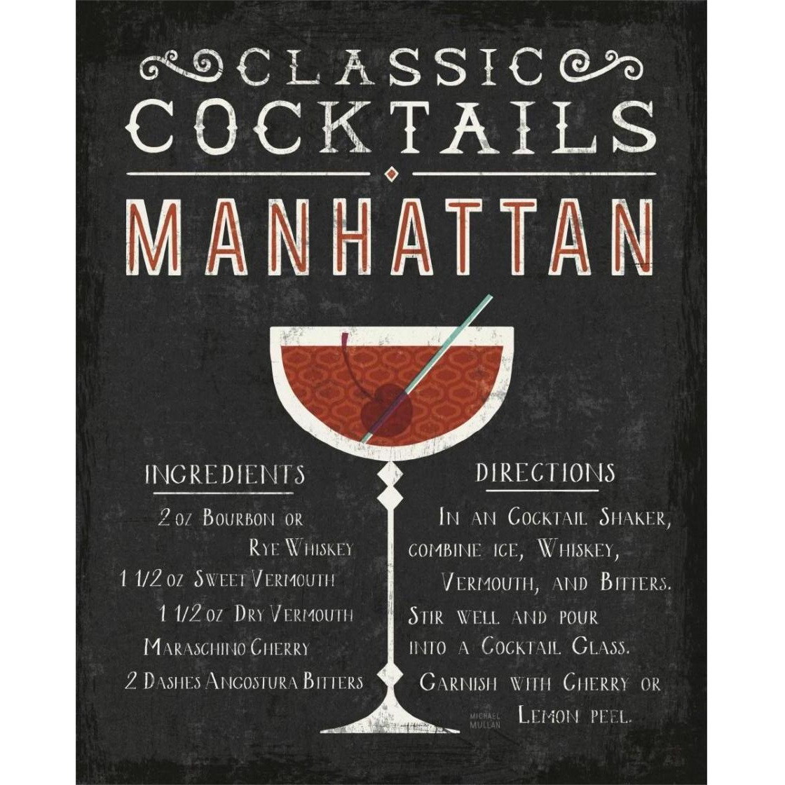 Classic Cocktail Manhattan -Paper Art-24&quotx30"