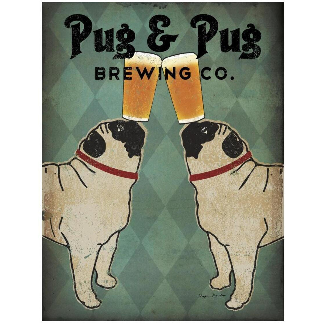 Pug and Pug Brewing -Paper Art-20&quotx26"