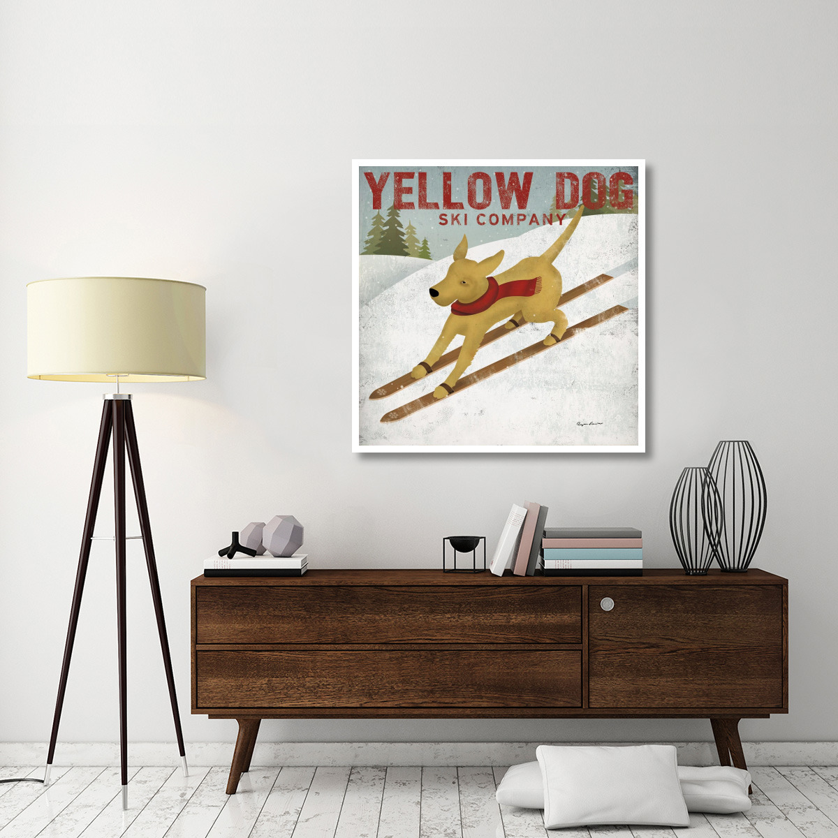 Yellow Dog Ski Co -Paper Art-42&quotx42"