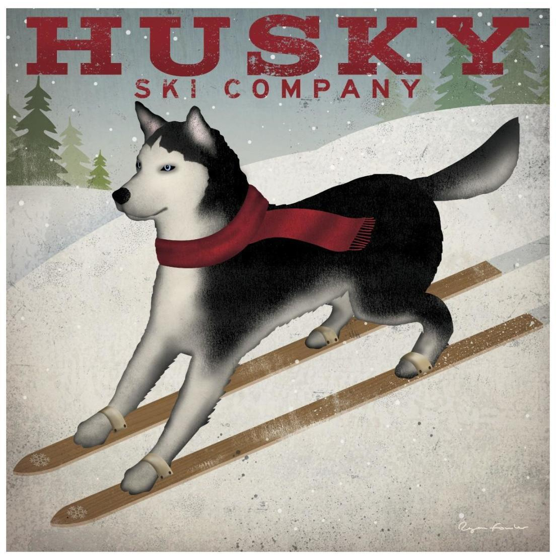 Husky Ski Co -Paper Art-20&quotx20"