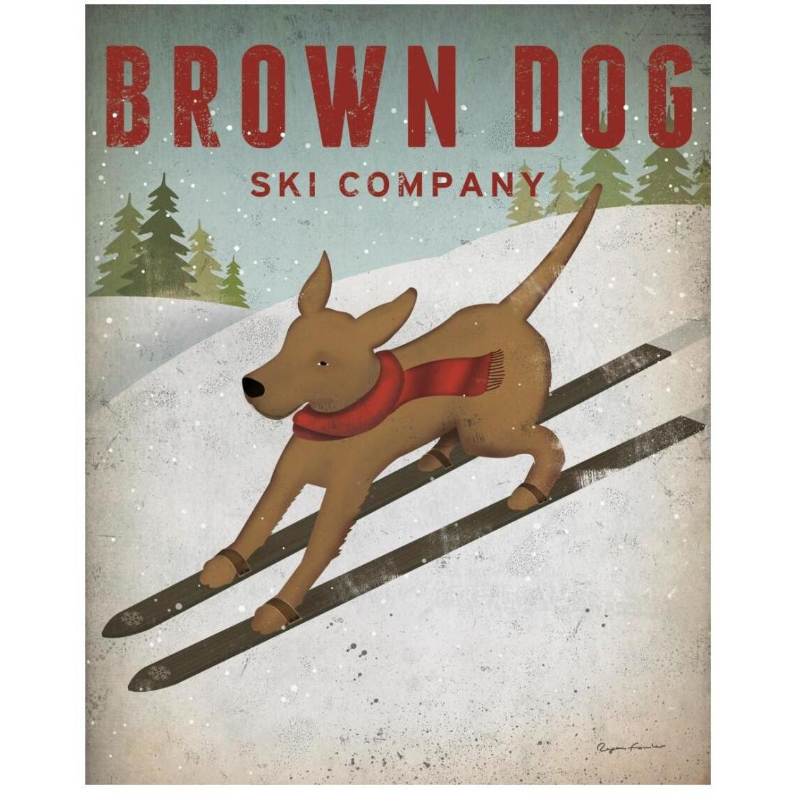 Brown Dog Ski Co -Paper Art-22&quotx26"