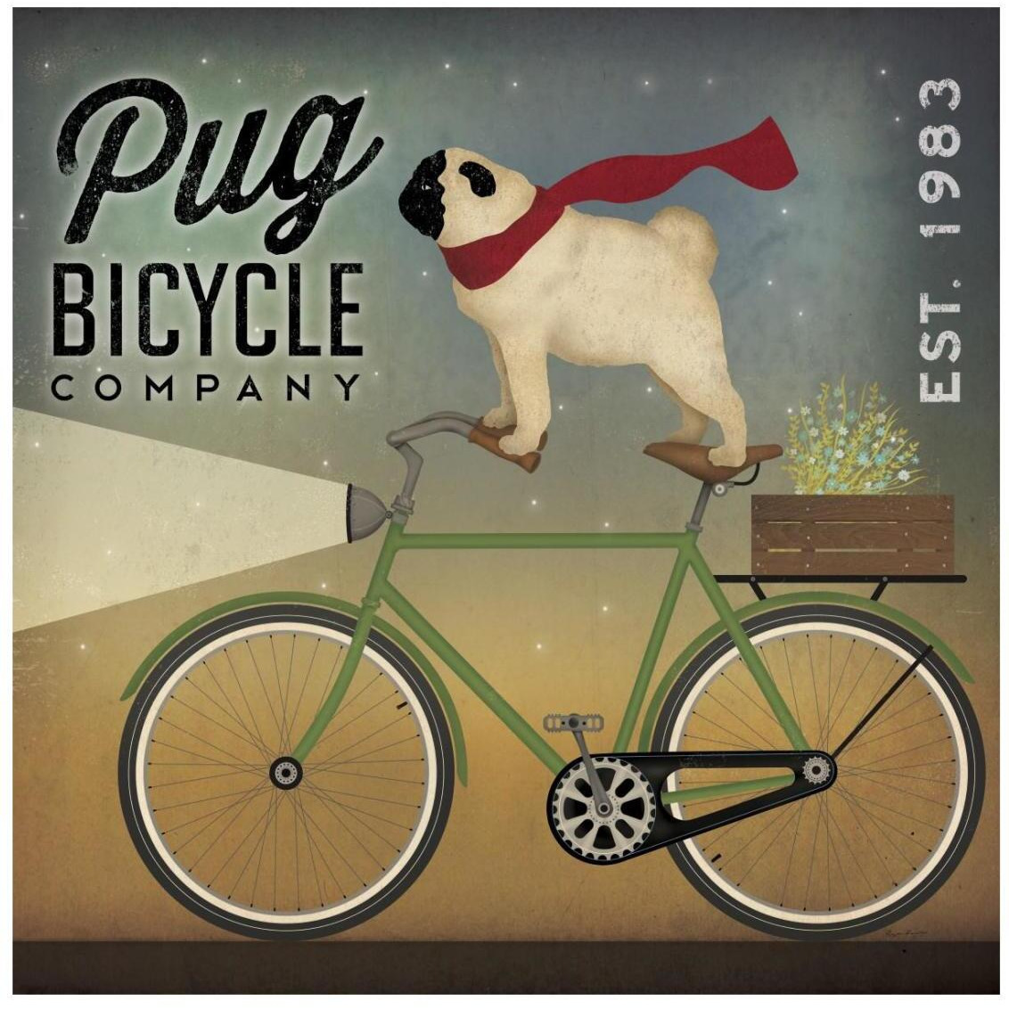 Pug on a Bike -Paper Art-26&quotx26"