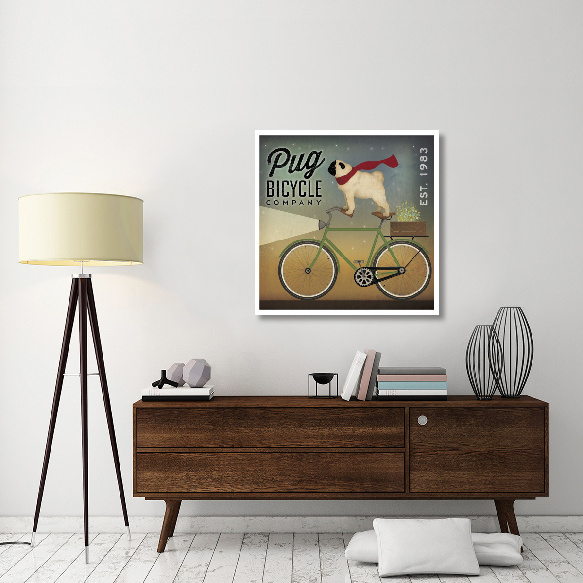 Pug on a Bike -Paper Art-38&quotx38"