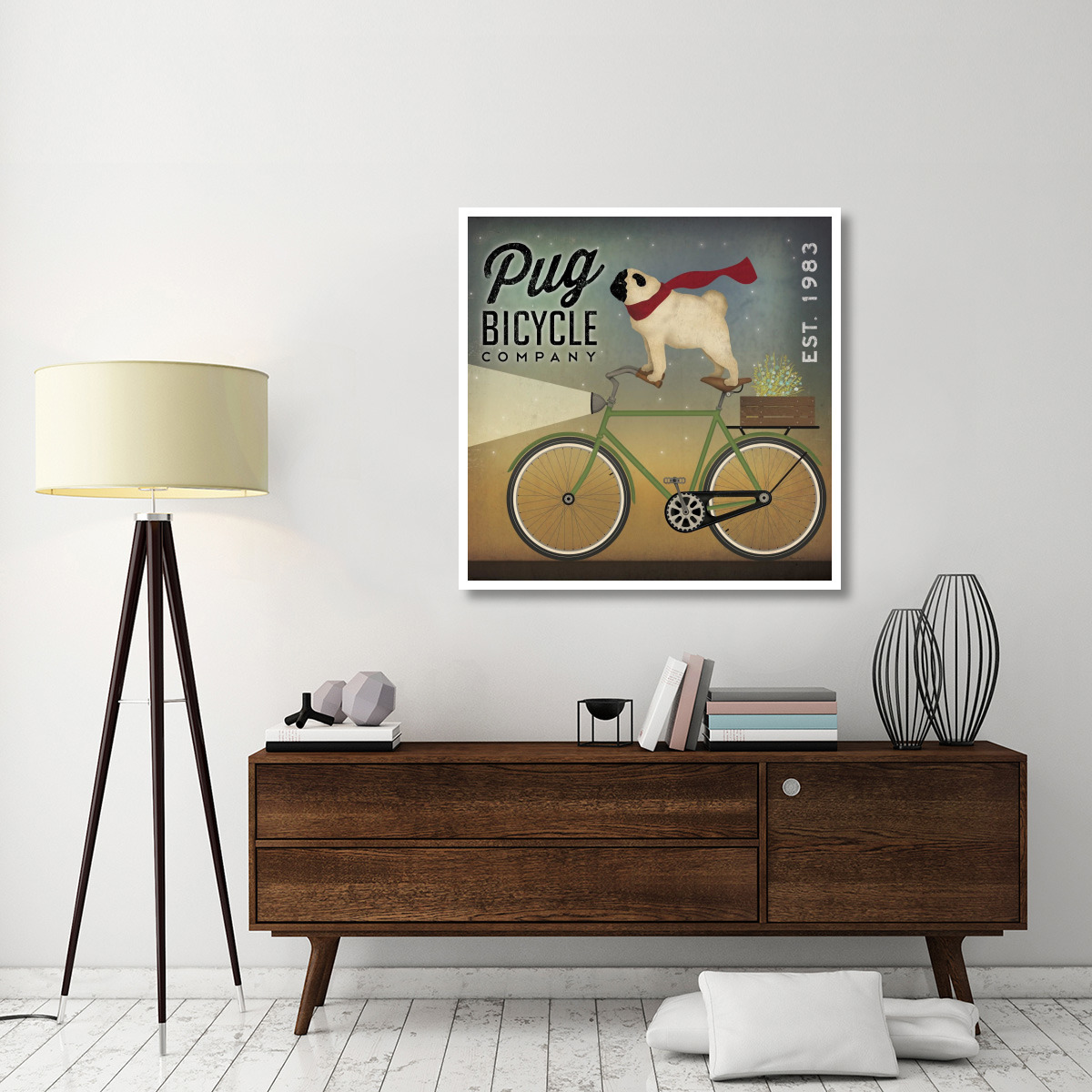 Pug on a Bike -Paper Art-42&quotx42"