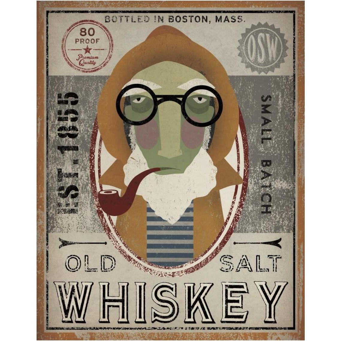 Fisherman II Old Salt Whiskey -Paper Art-30&quotx37"