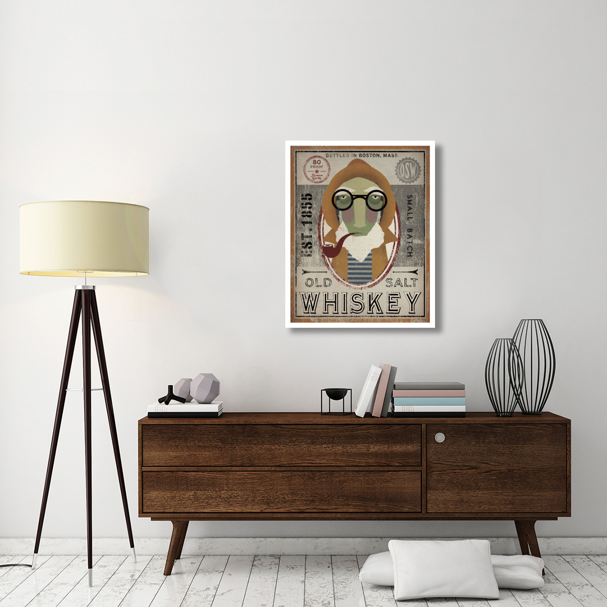 Fisherman II Old Salt Whiskey -Paper Art-30&quotx37"