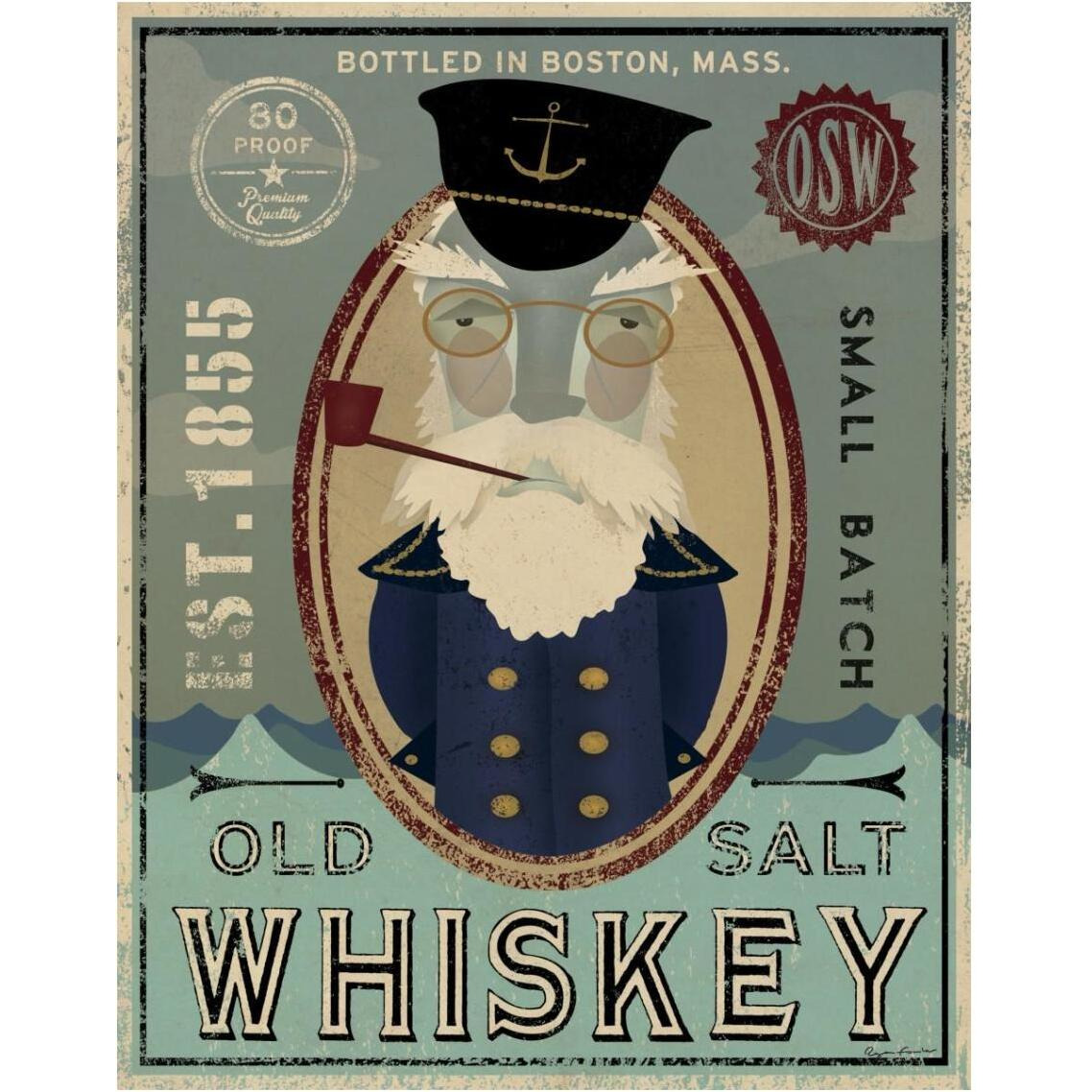 Fisherman III Old Salt Whiskey -Paper Art-30&quotx37"