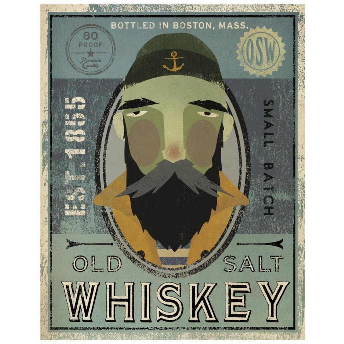 Fisherman V Old Salt Whiskey -Paper Art-22&quotx26"