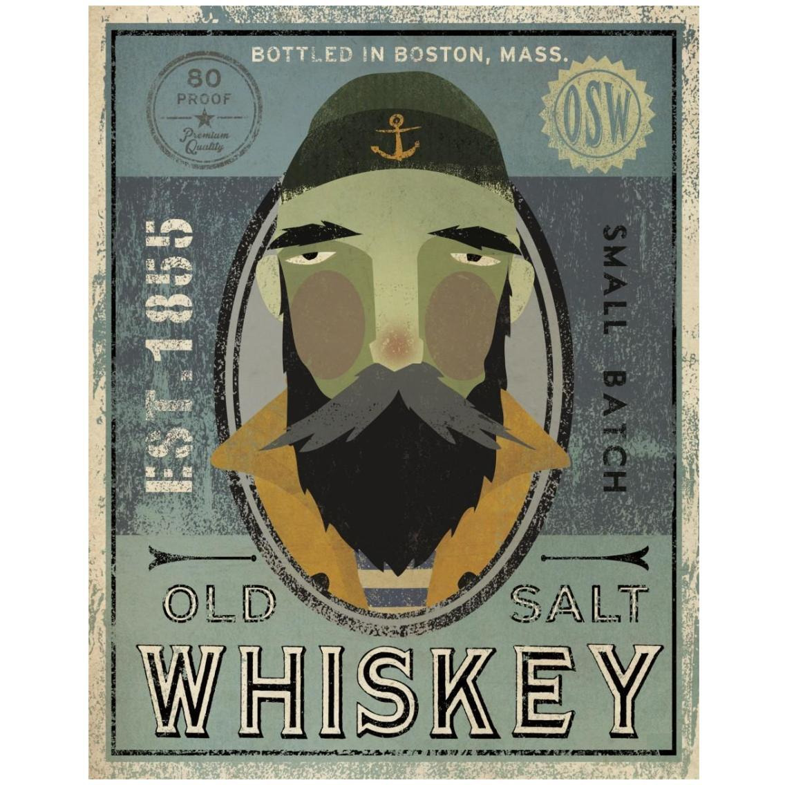 Fisherman V Old Salt Whiskey -Paper Art-24&quotx30"