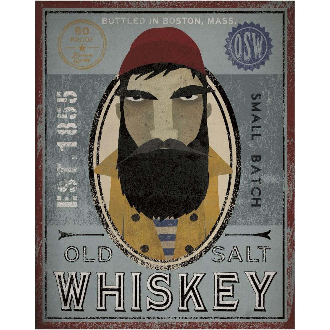 Fisherman VI Old Salt Whiskey -Paper Art-30&quotx37"