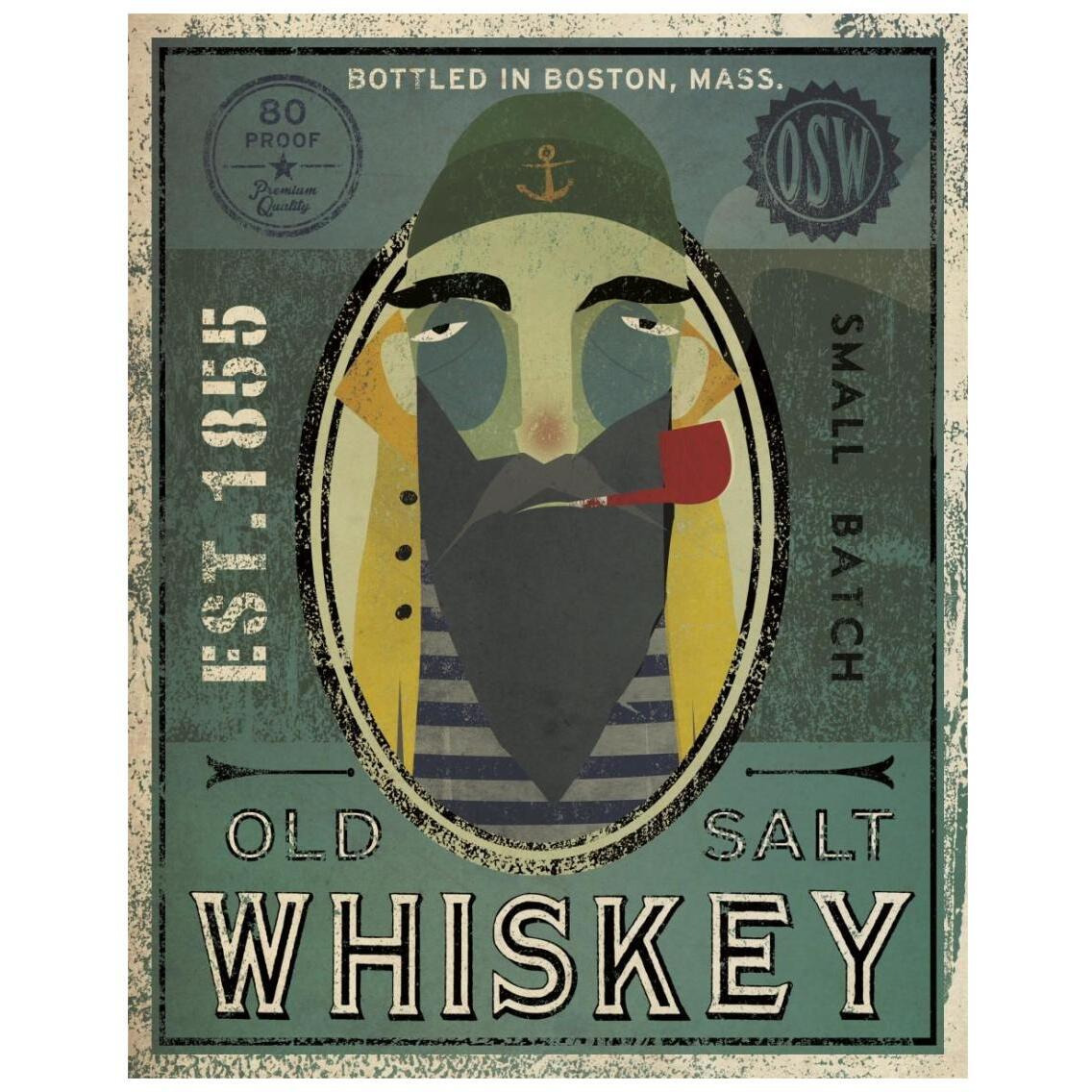 Fisherman VII Old Salt Whiskey -Paper Art-22&quotx26"