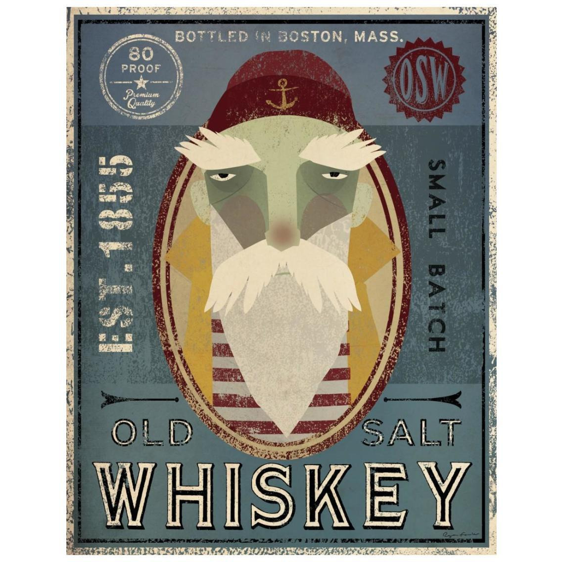 Fisherman VIII Old Salt Whiskey -Paper Art-22&quotx26"