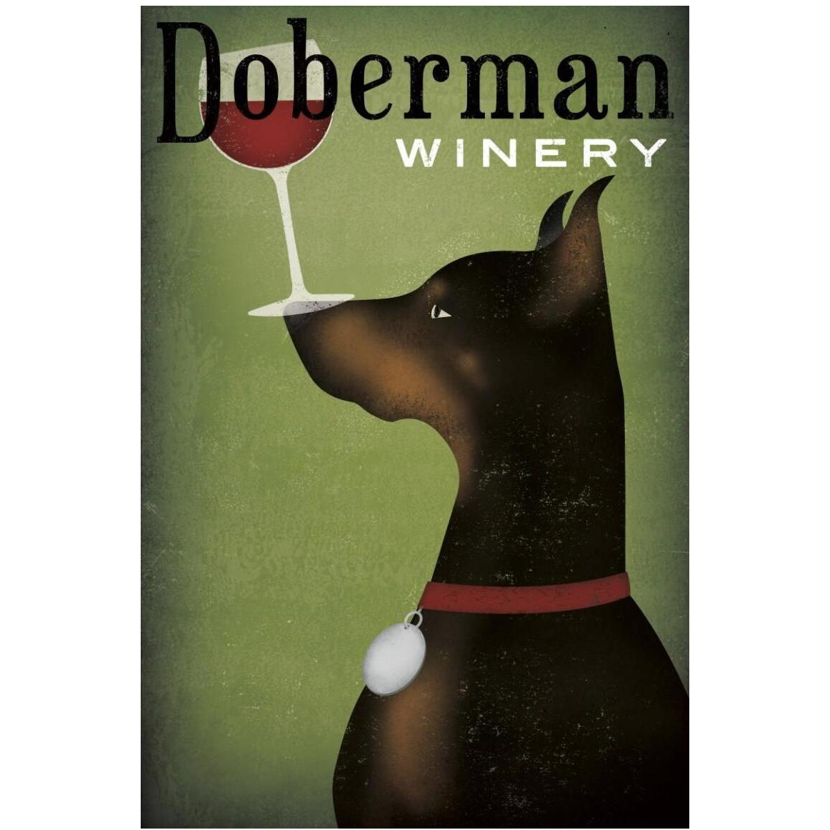 Single Doberman Winery -Paper Art-34&quotx50"