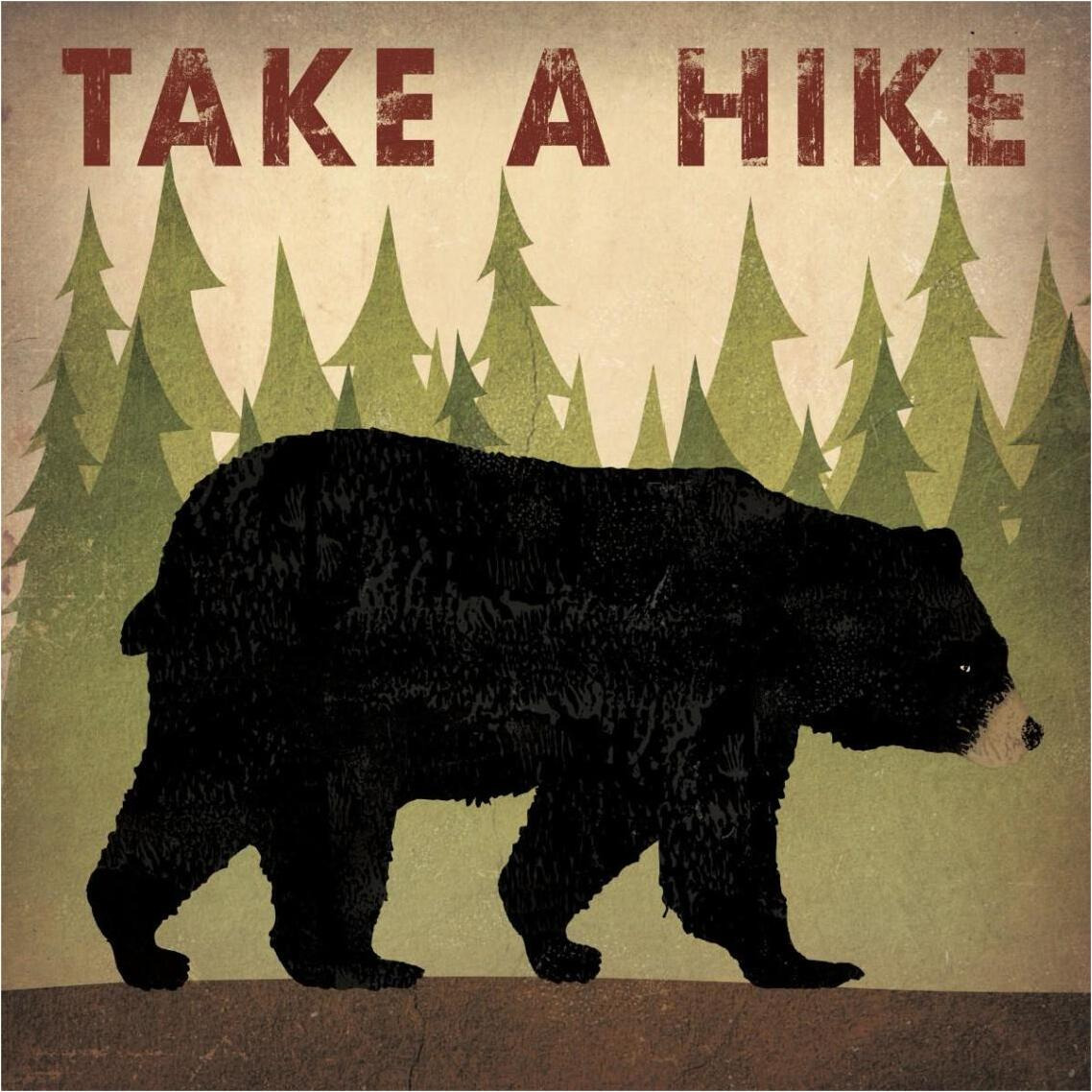 Take a Hike Black Bear -Paper Art-38&quotx38"