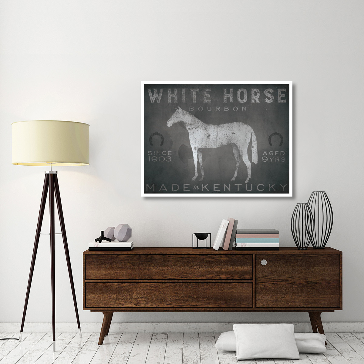 White Horse with Words -Paper Art-50&quotx38"