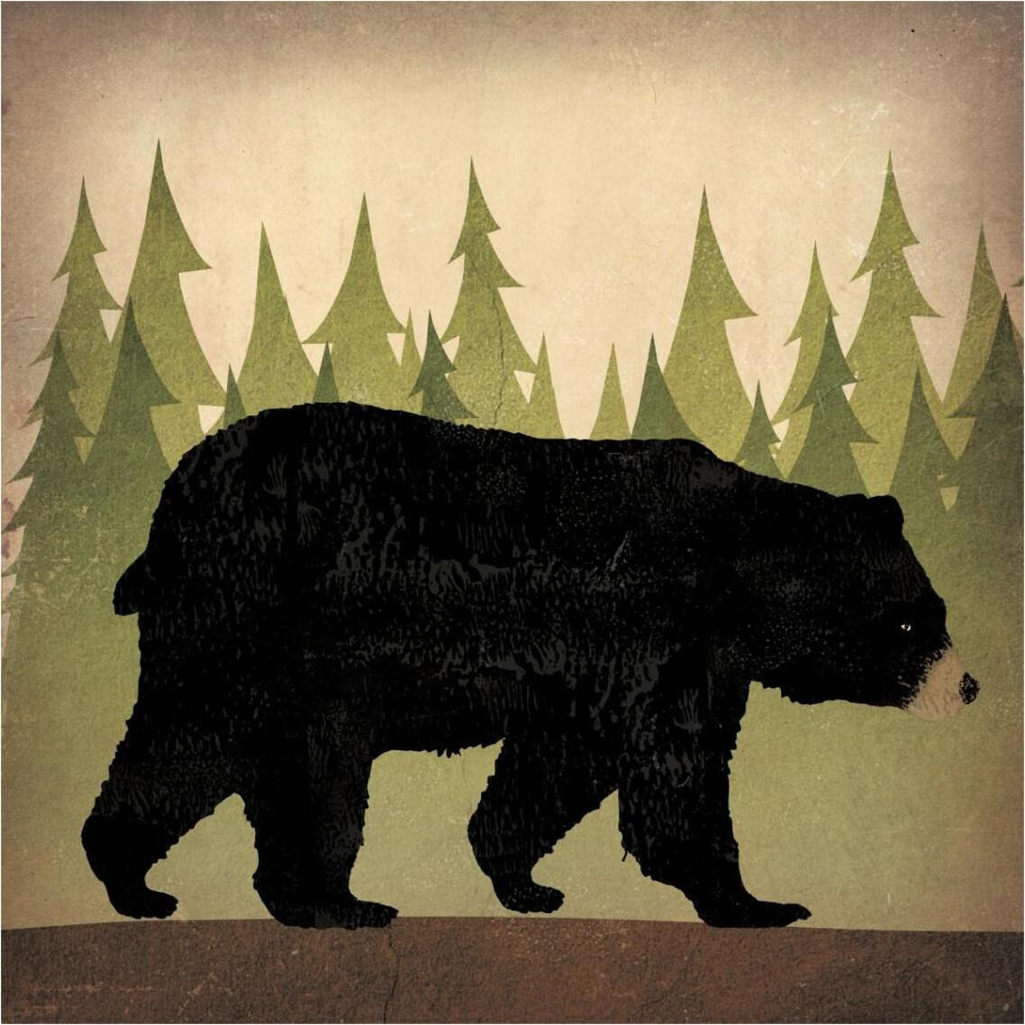 Take a Hike Bear no Words -Paper Art-38&quotx38"