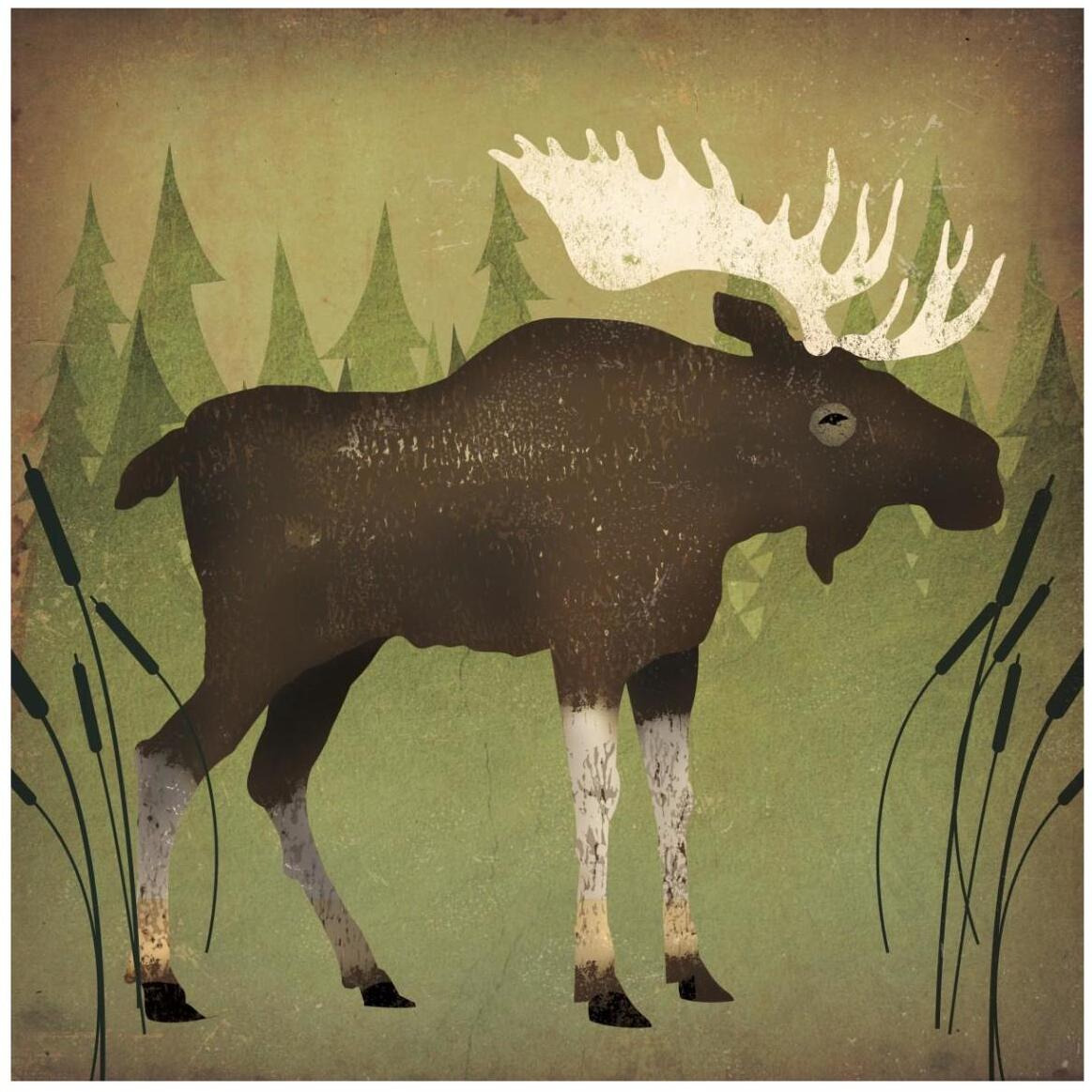 Take a Hike Moose no Words -Paper Art-42&quotx42"