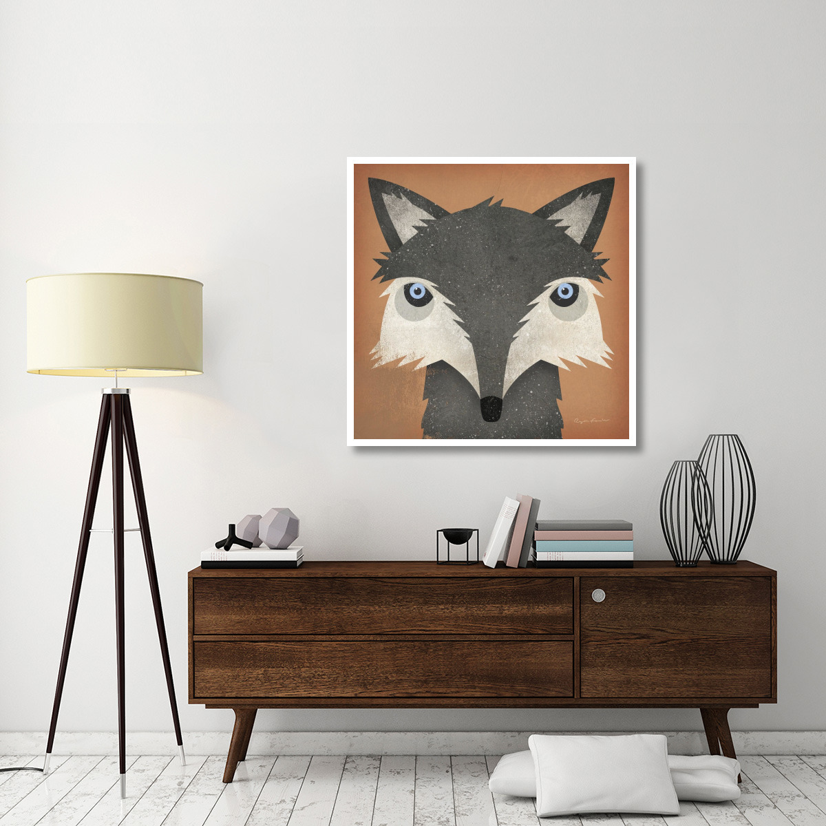 Timber Wolf -Paper Art-42&quotx42"