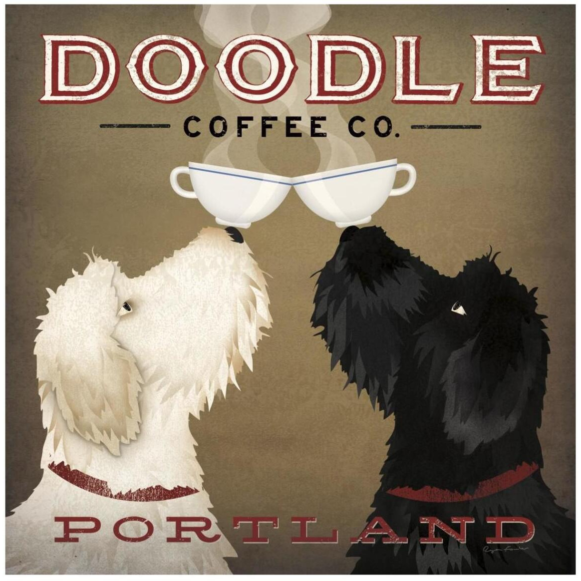 Doodle Coffee Double IV Portland -Paper Art-42&quotx42"