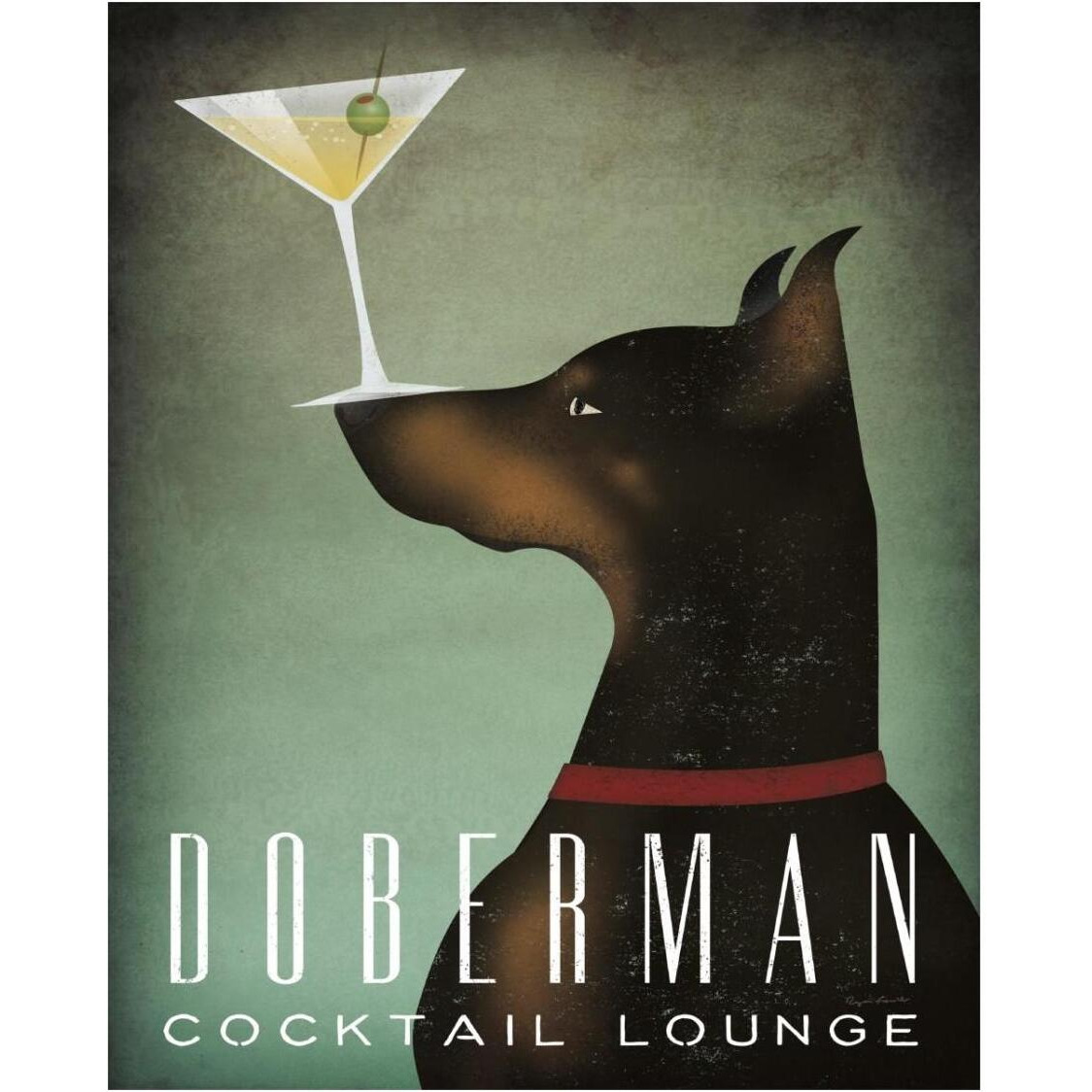 Doberman Martini -Paper Art-24&quotx30"