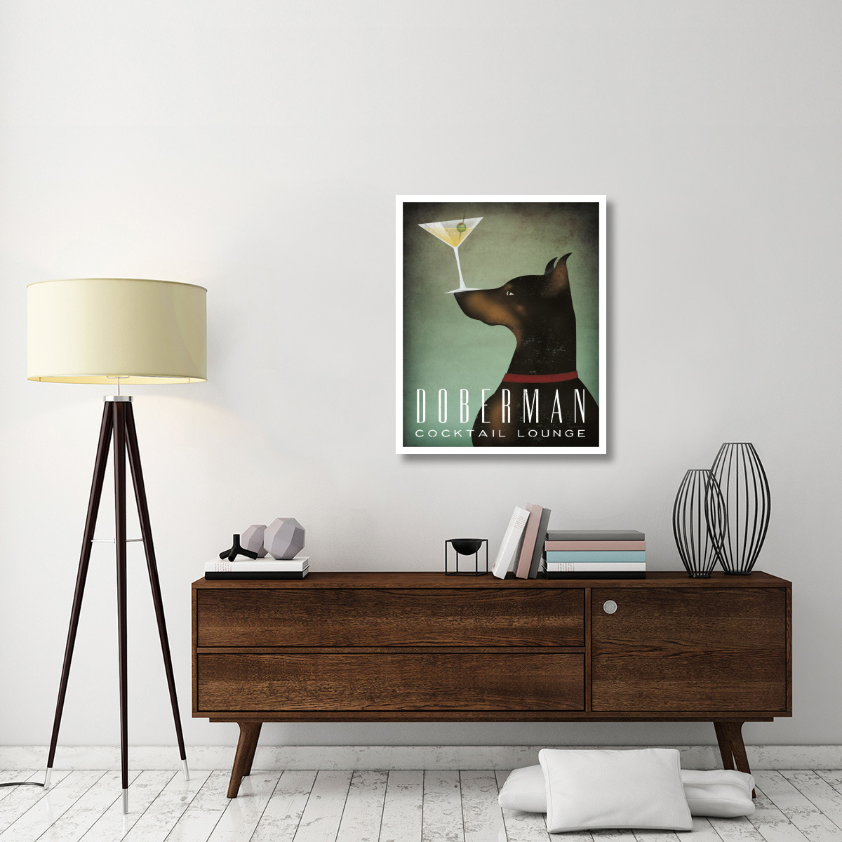 Doberman Martini -Paper Art-30&quotx37"