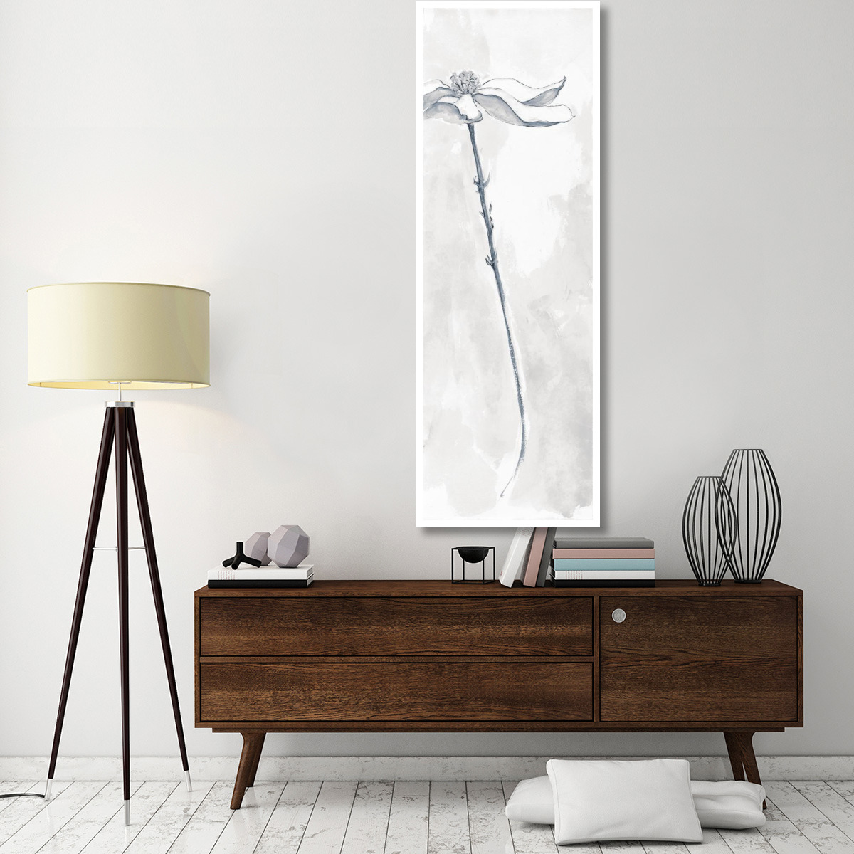 Solitary Dogwood V Gray -Paper Art-26&quotx74"