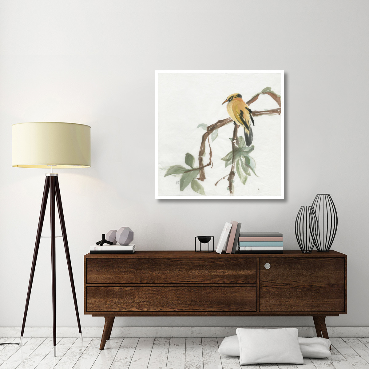 Black Napped Oriole -Paper Art-42&quotx42"