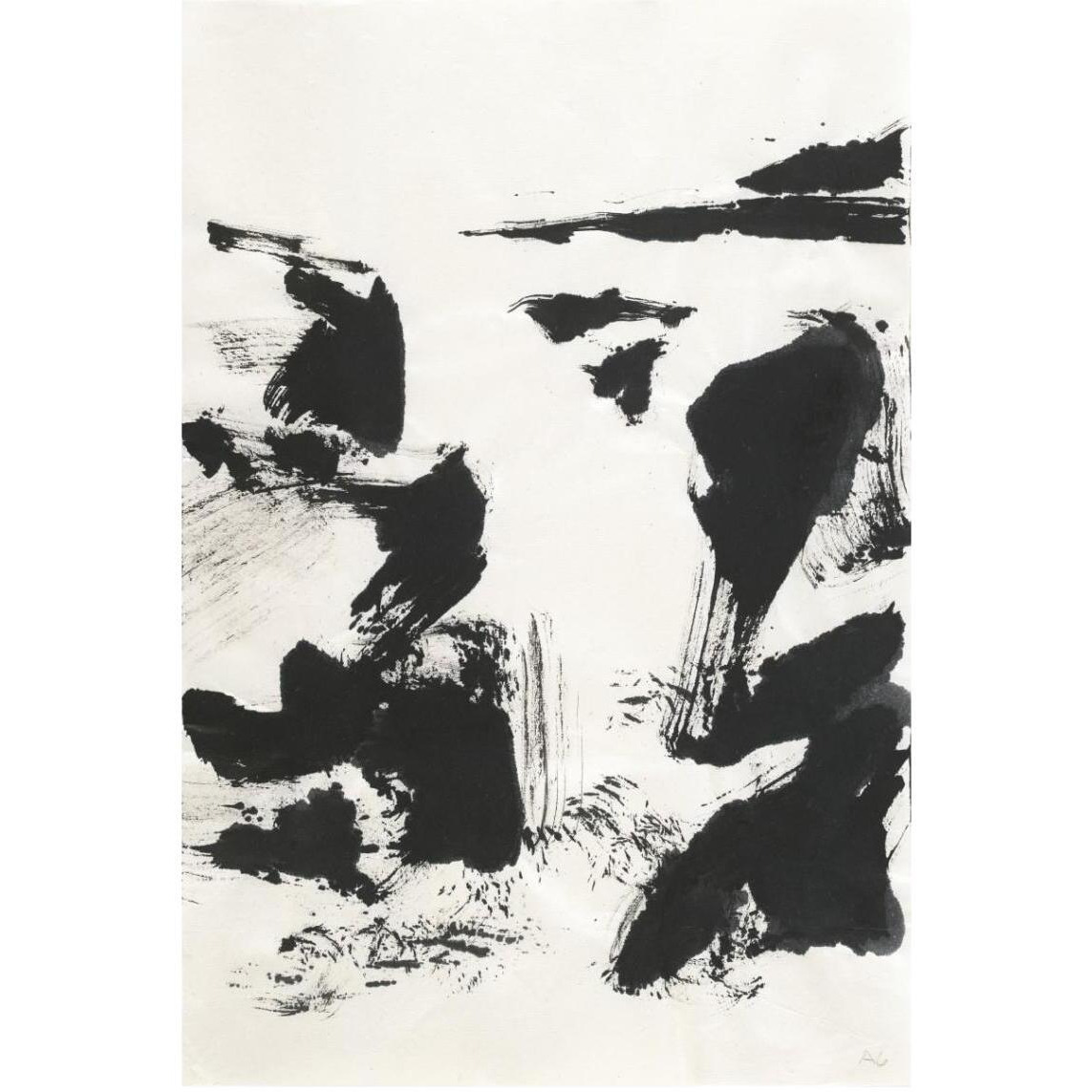 Sumi Waterfall VI -Paper Art-14&quotx20"