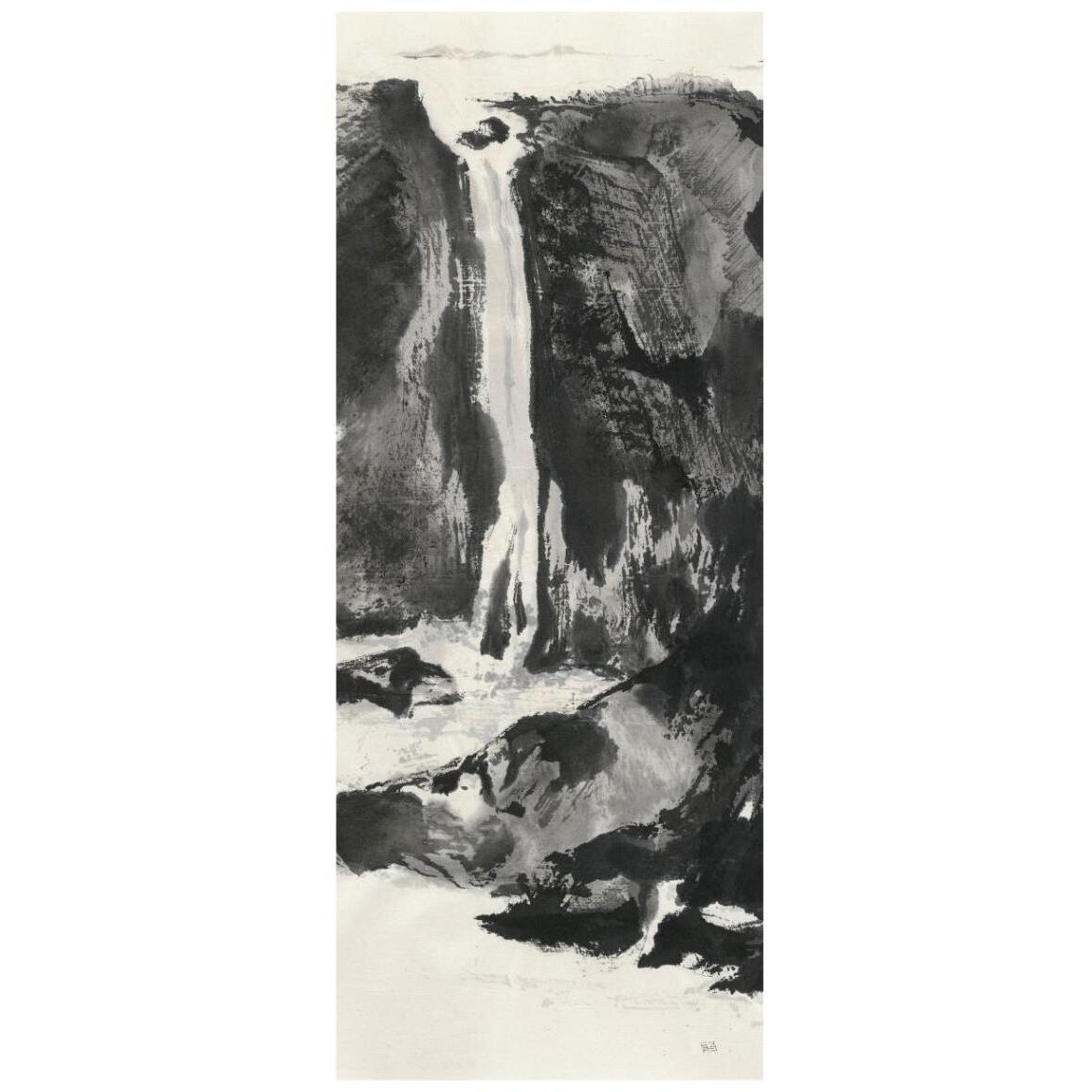 Sumi Waterfall View I -Paper Art-18&quotx42"