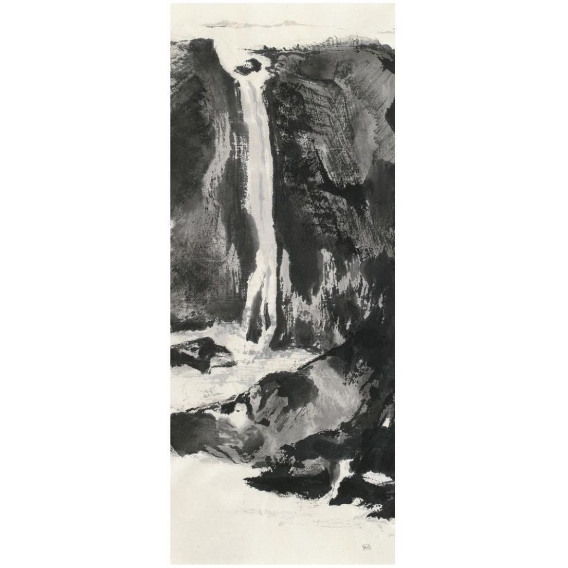 Sumi Waterfall View I -Paper Art-22&quotx52"